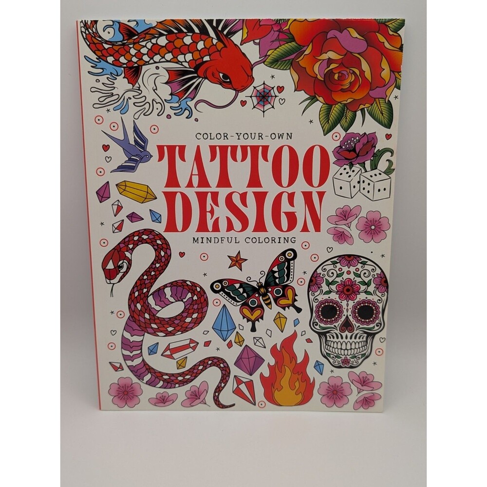 Tattoo Design Mindful Coloring Book Color-Your-Own Art Sheets by Lake Press